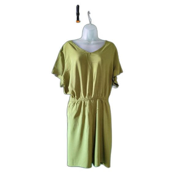 LAC RETTBA V-Neck Avocado Green Flutter Sleeve Romper With Pocket Sz 2XL - Picture 4 of 7